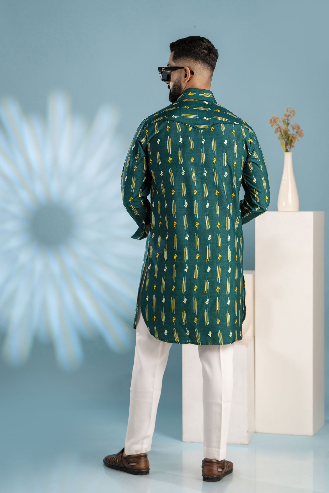 Printed Flowing Pathani Kurta
