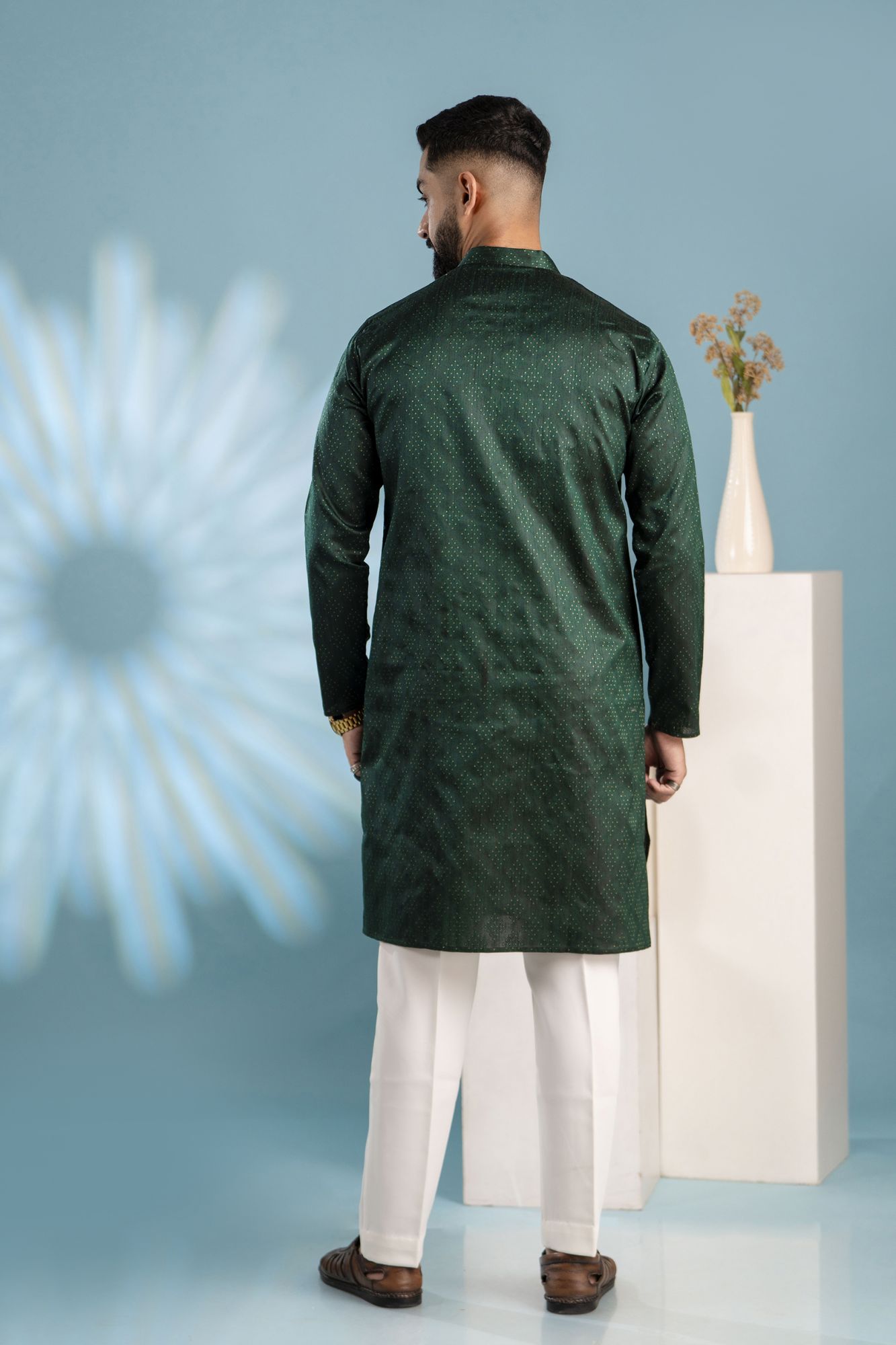 Green Silk Ethnic Kurta