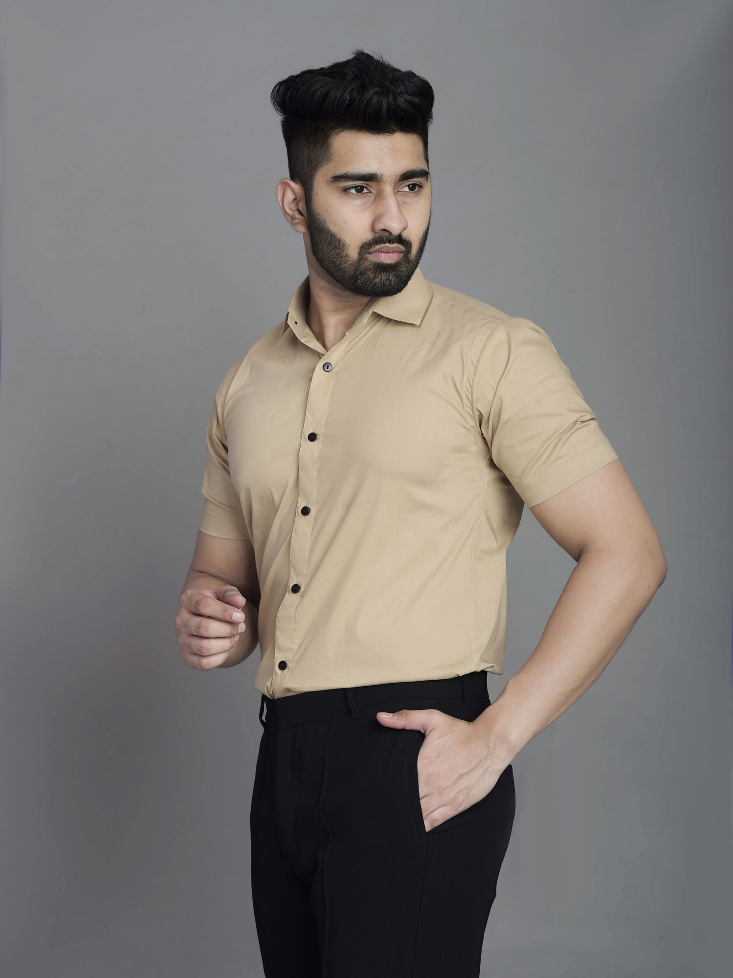 Mens Slim fit Shirt in Beige