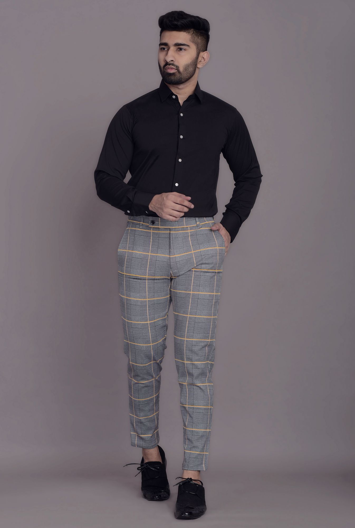 Mens Tapered Checks Pants