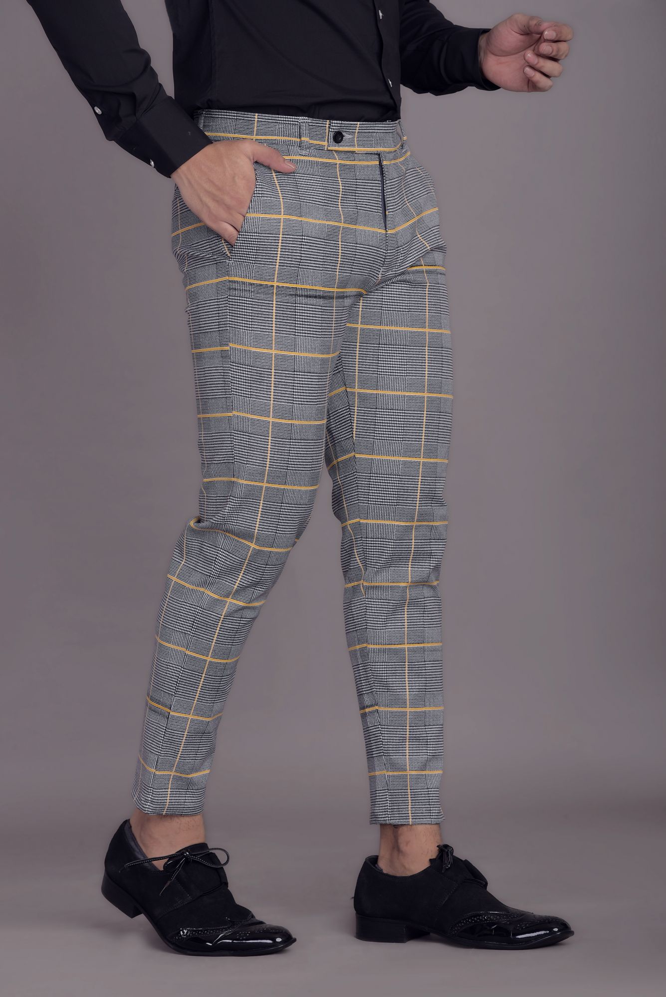 Mens Tapered Checks Pants