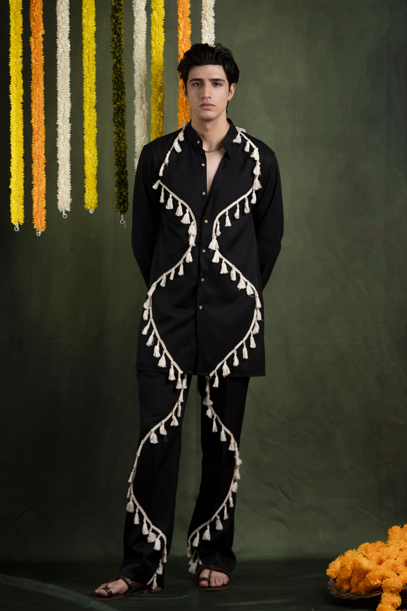 Black Boho Laced Kurta