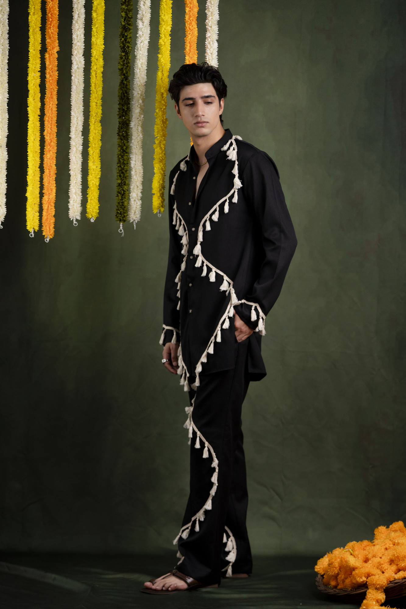 Black Boho Laced Kurta