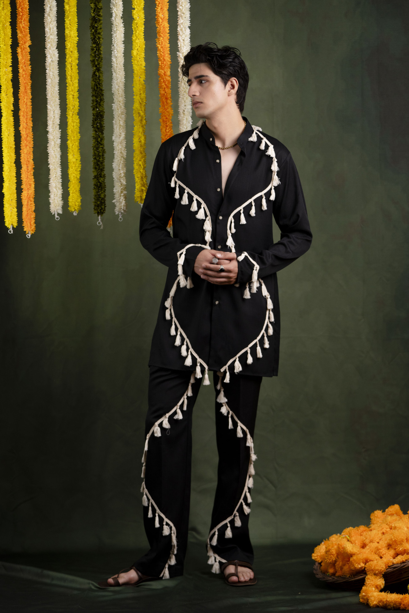 Black Boho Laced Kurta
