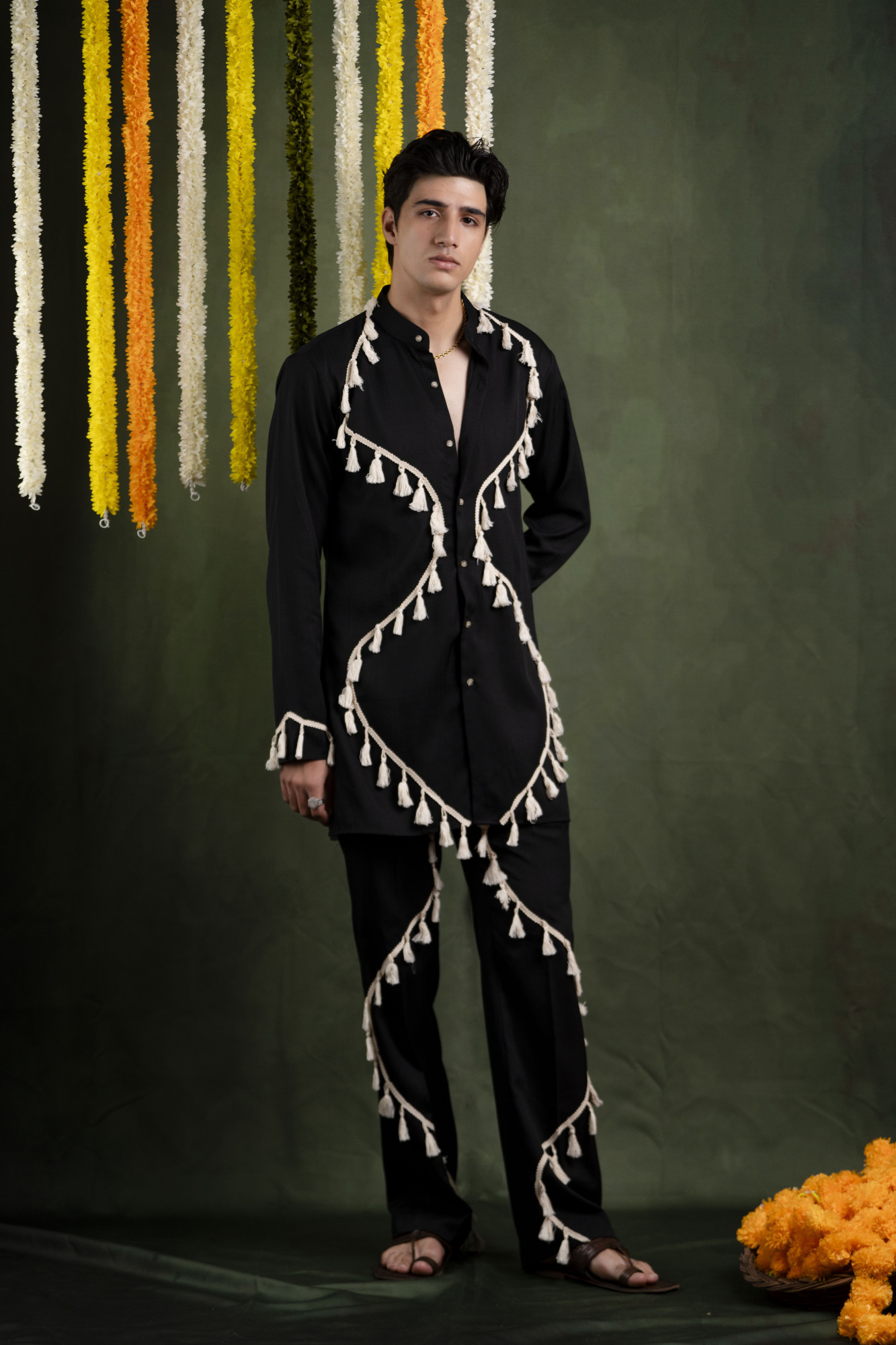 Black Boho Laced Kurta