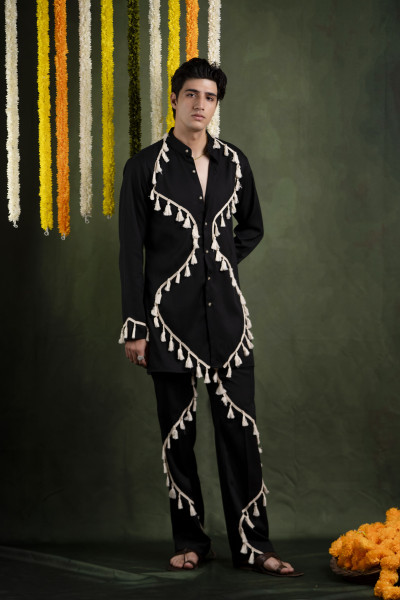 Black Boho Laced Kurta