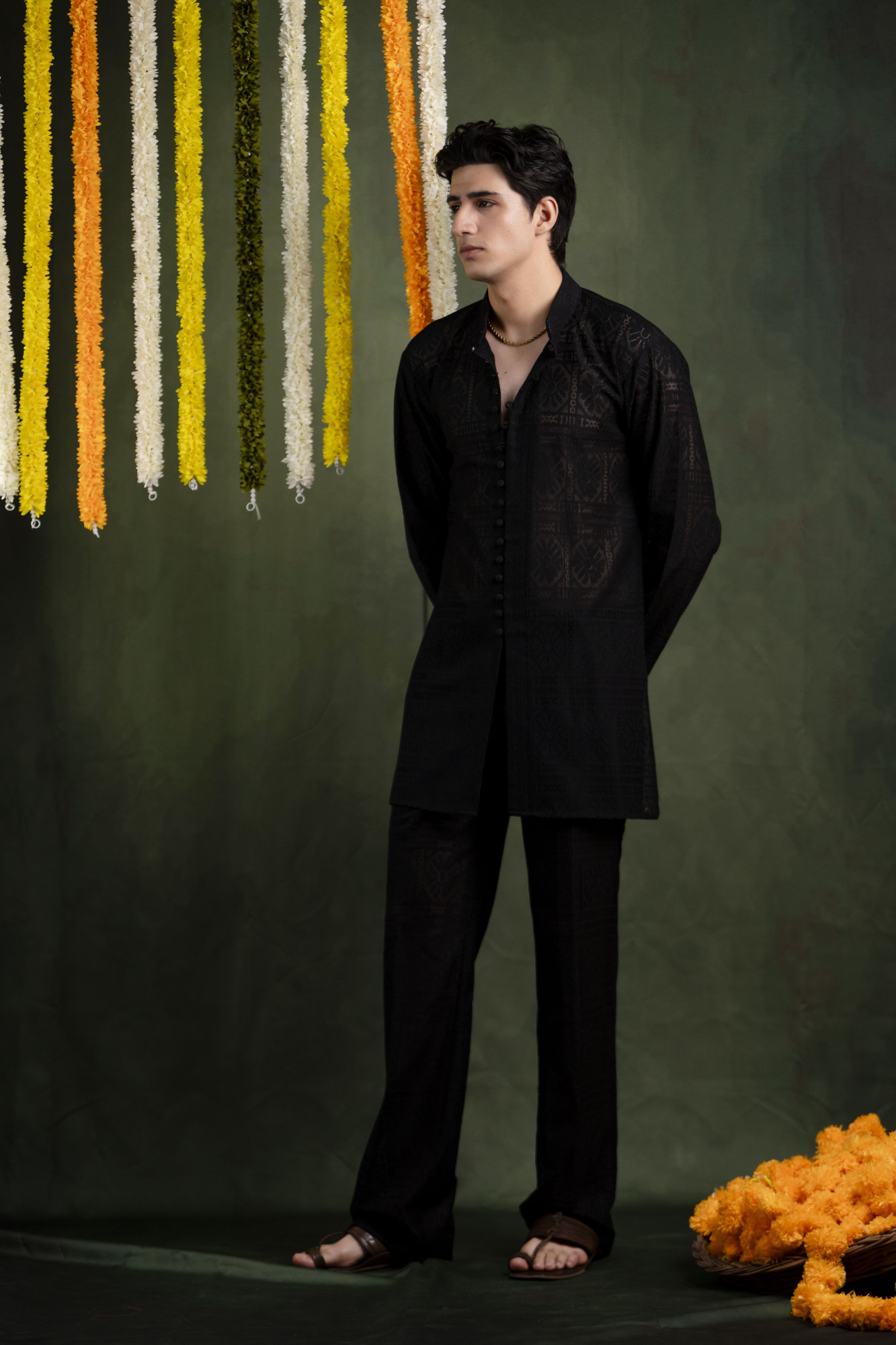Black Crochet Kurta