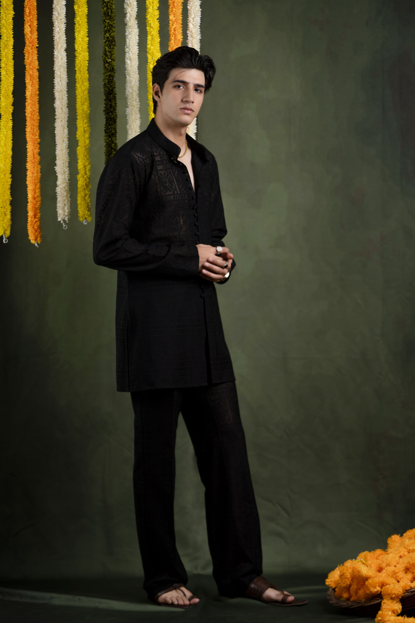 Black Crochet Kurta