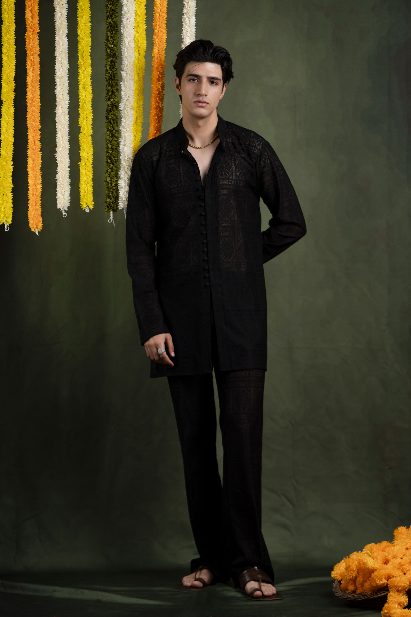 Black Crochet Kurta