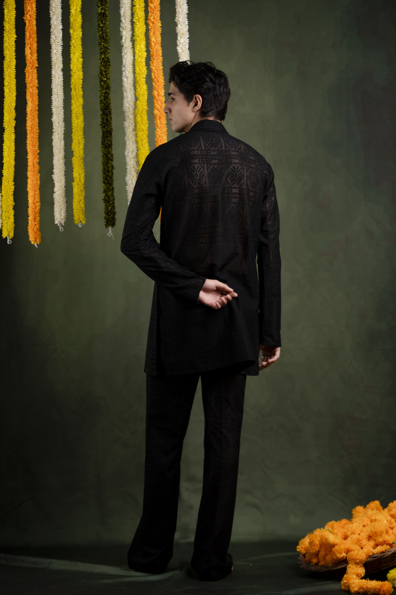 Black Crochet Kurta