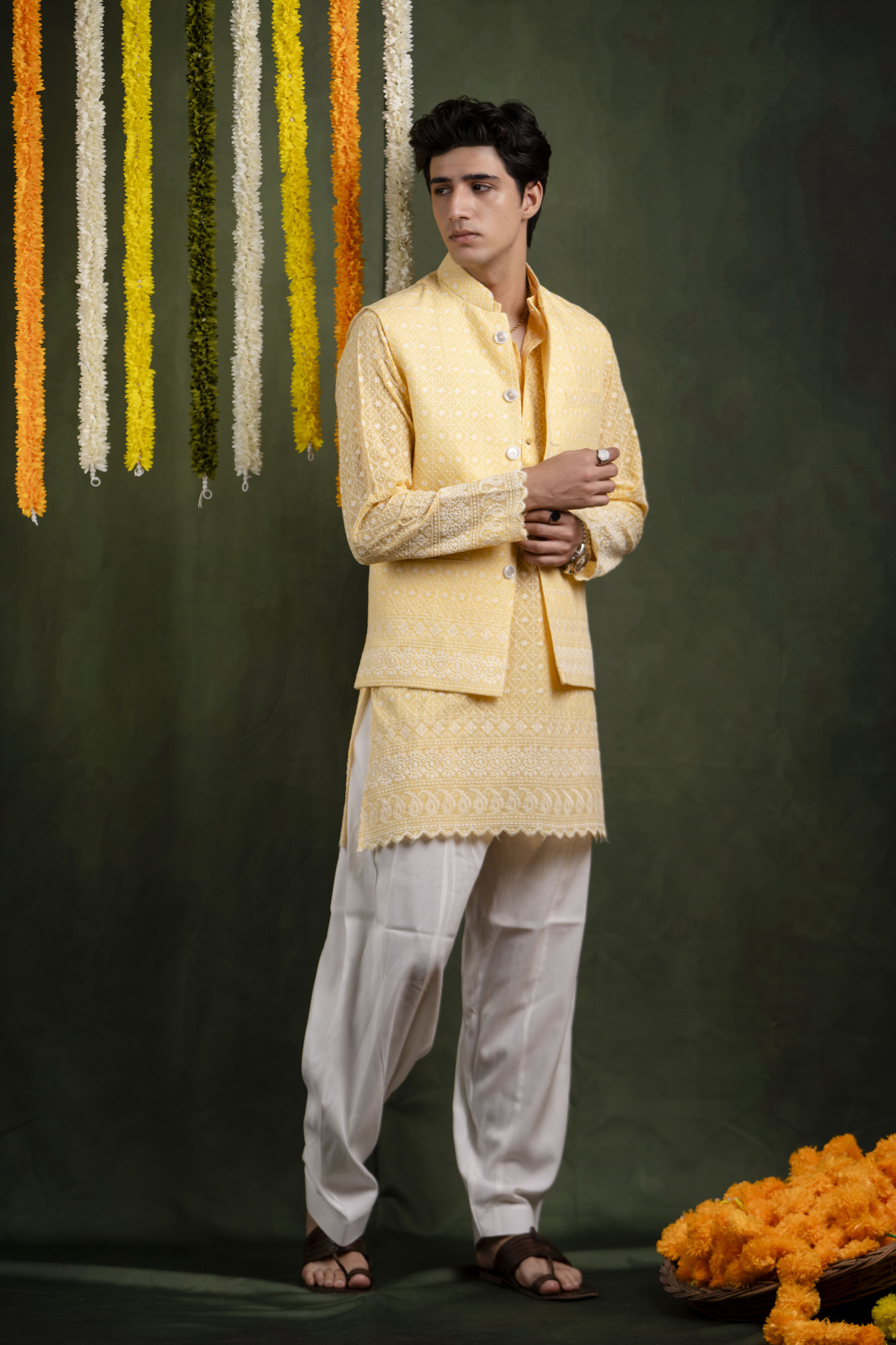 Embroidered Jacket In Yellow
