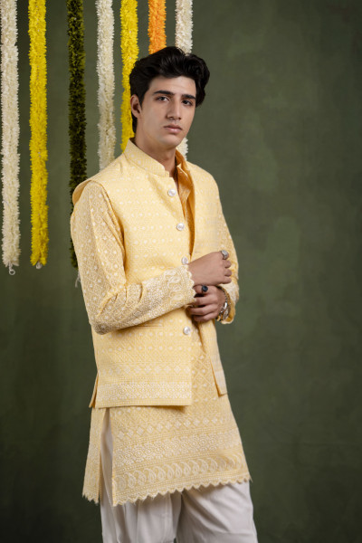 Embroidered Jacket In Yellow