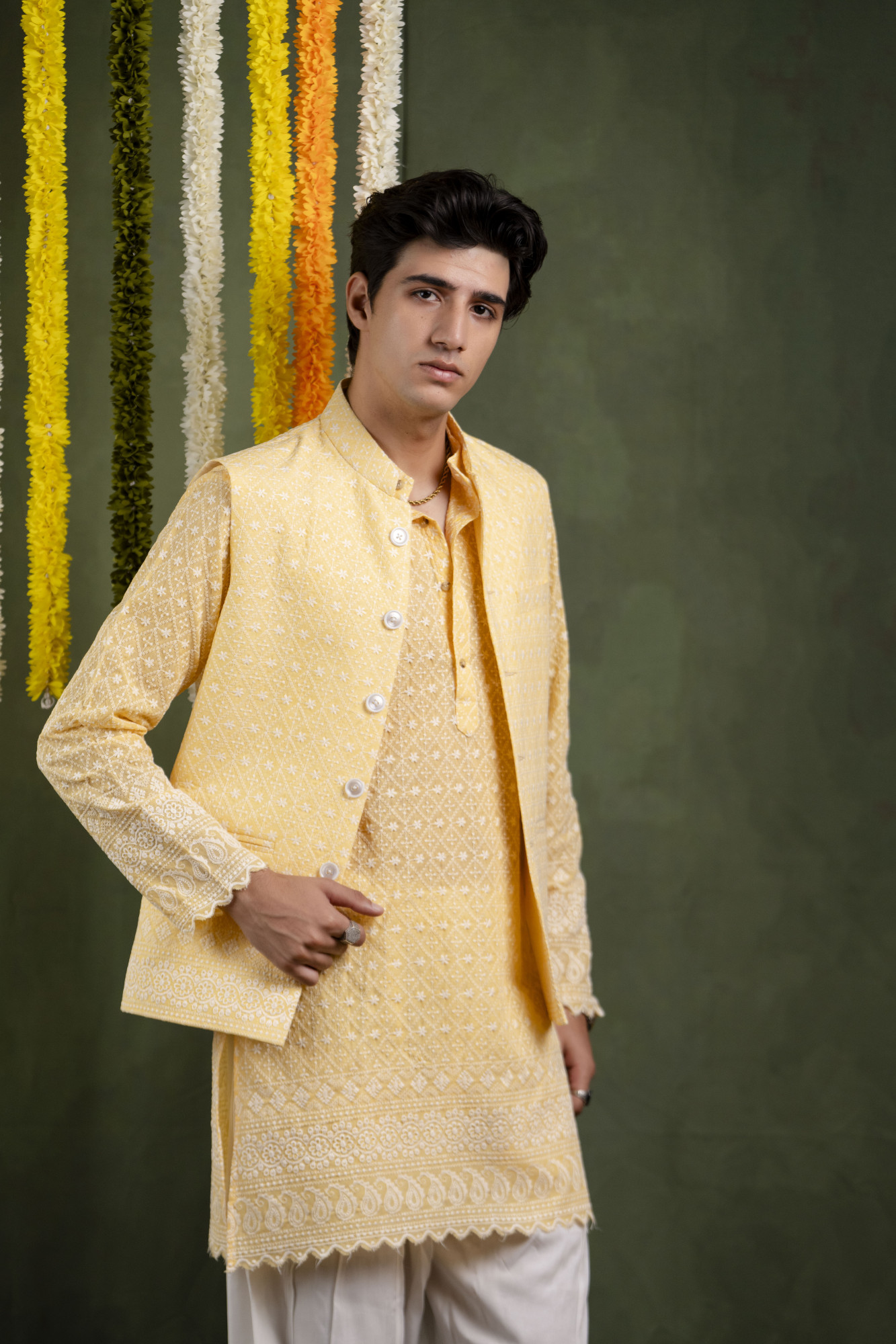 Embroidered Jacket In Yellow