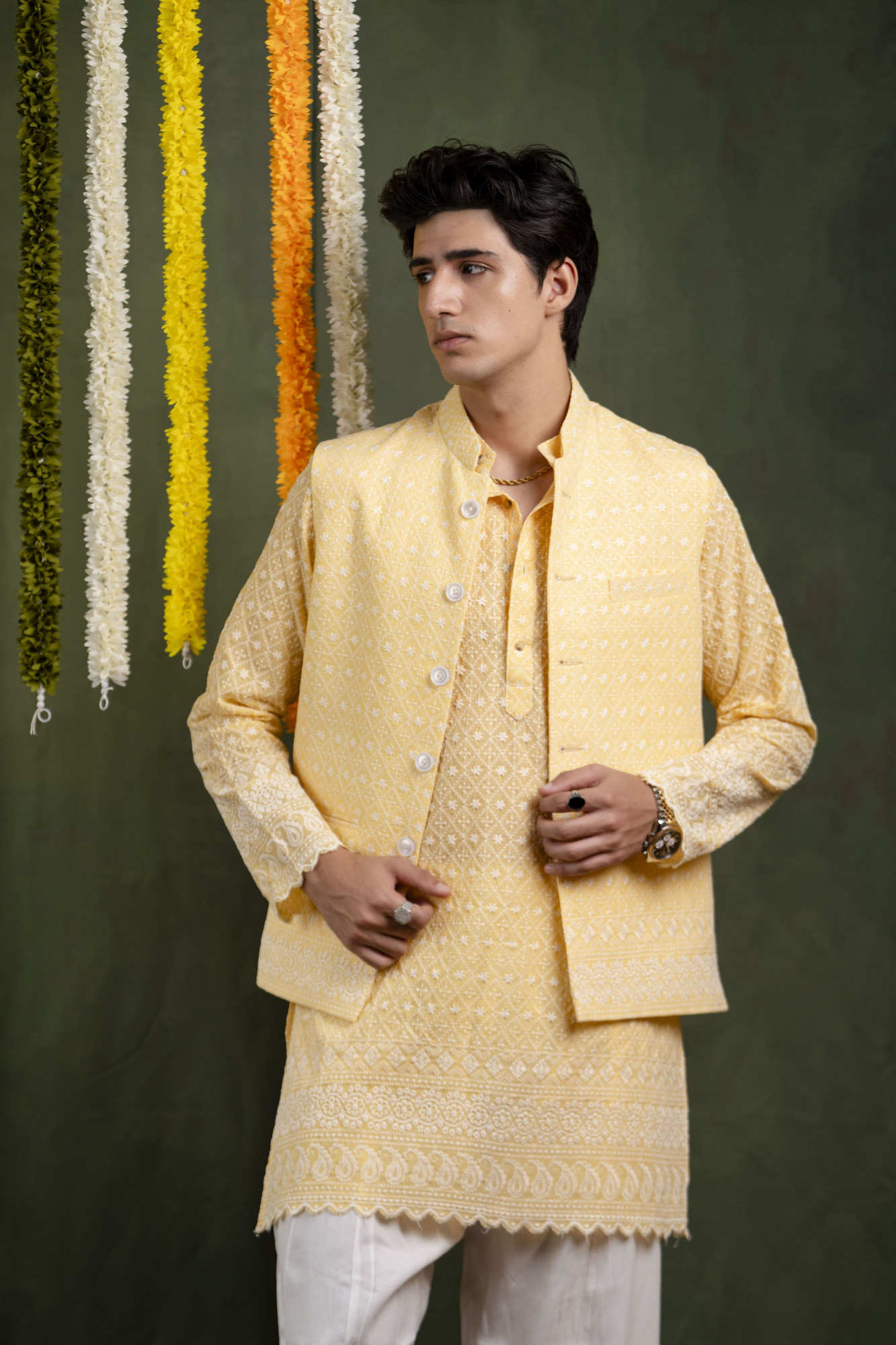 Embroidered Jacket In Yellow