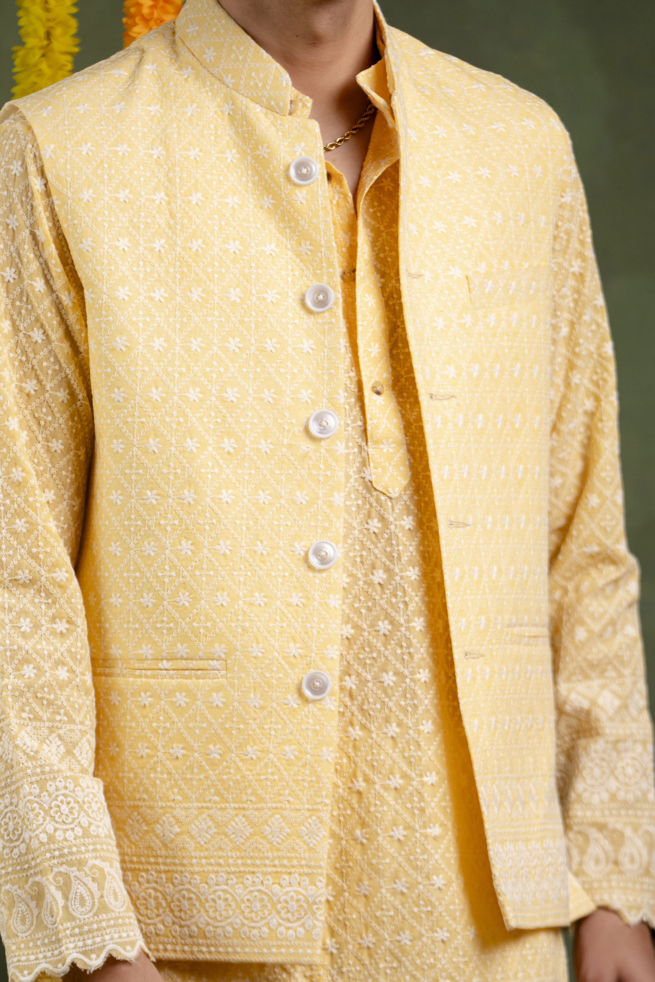 Embroidered Jacket In Yellow