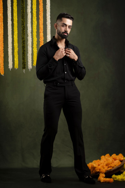 Velvet Laced Shirt In Black