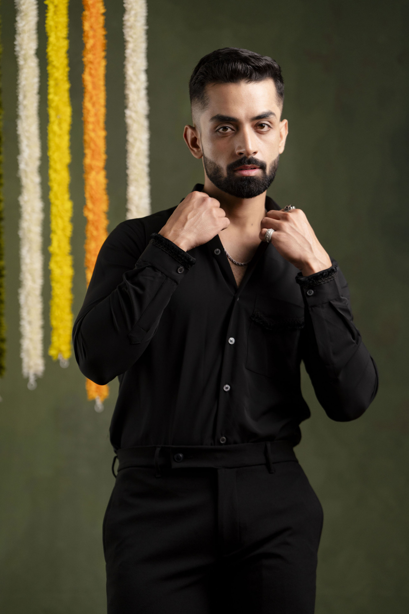 Velvet Laced Shirt In Black