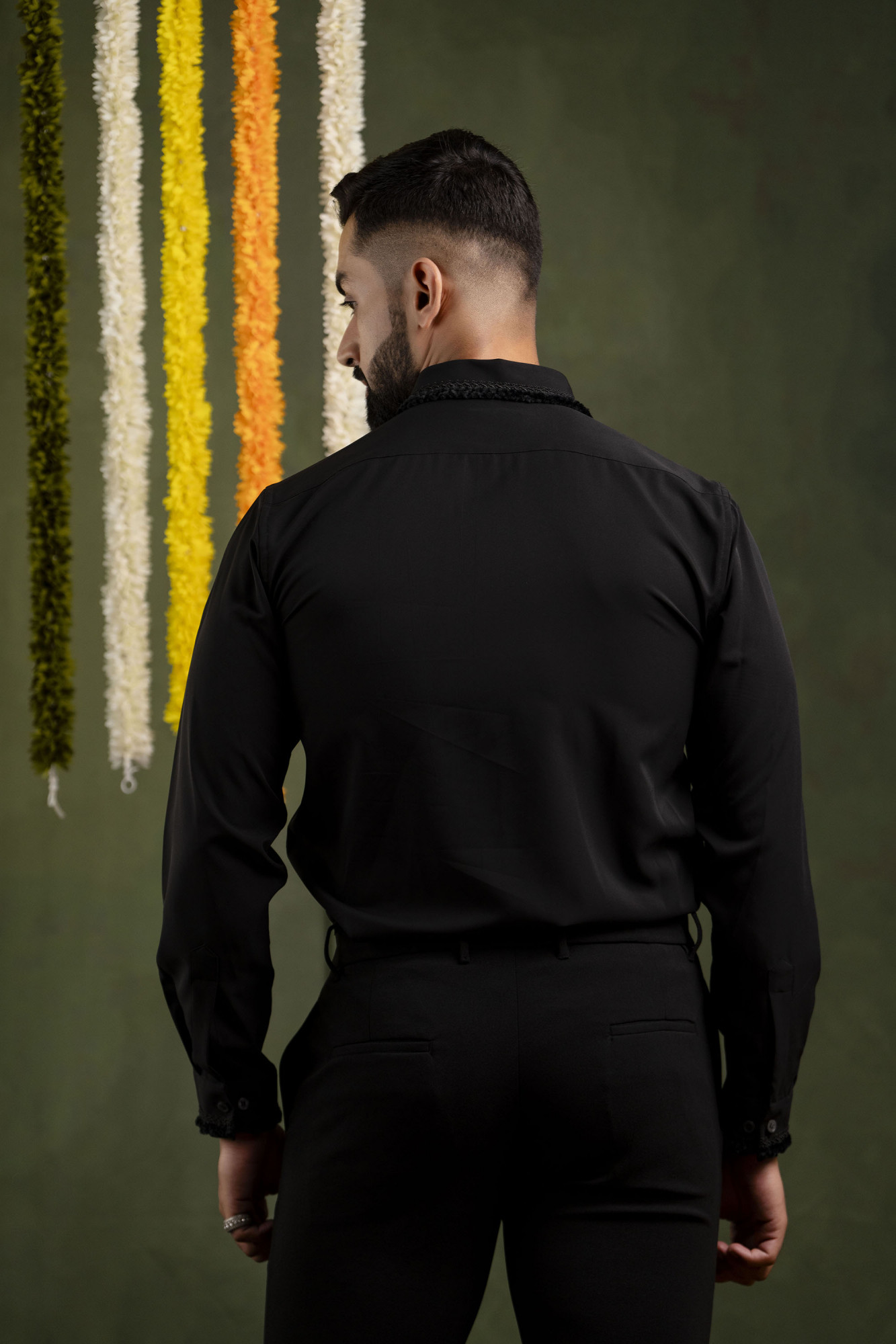 Velvet Laced Shirt In Black