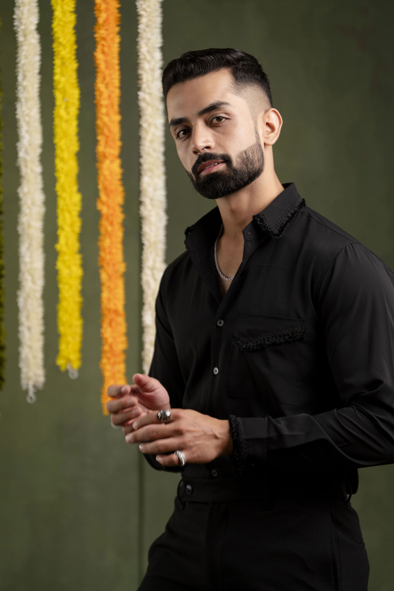 Velvet Laced Shirt In Black