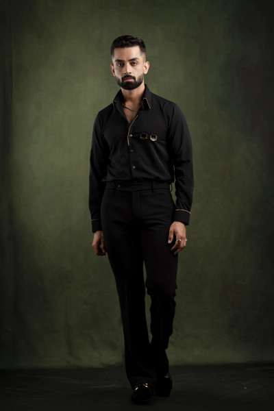 Gold Chained Shirt In Black
