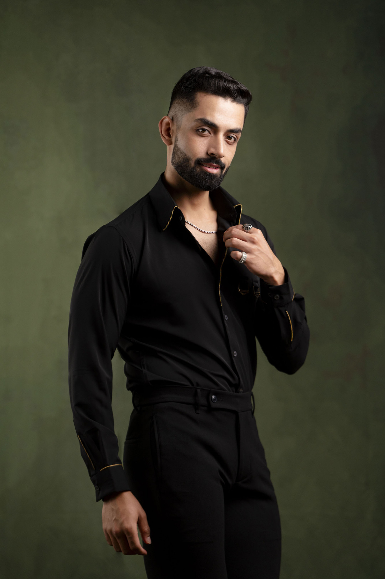 Gold Chained Shirt In Black