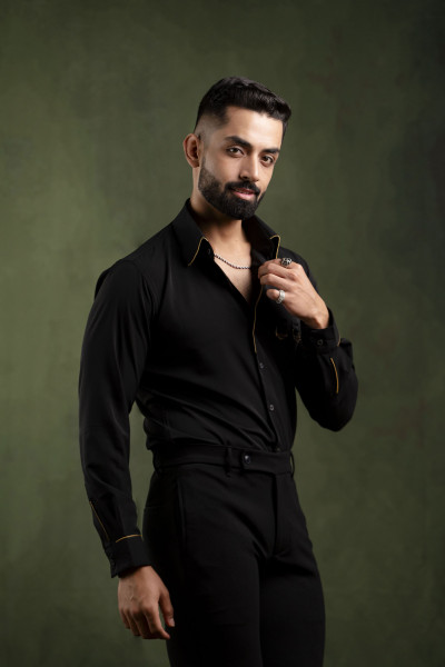 Gold Chained Shirt In Black