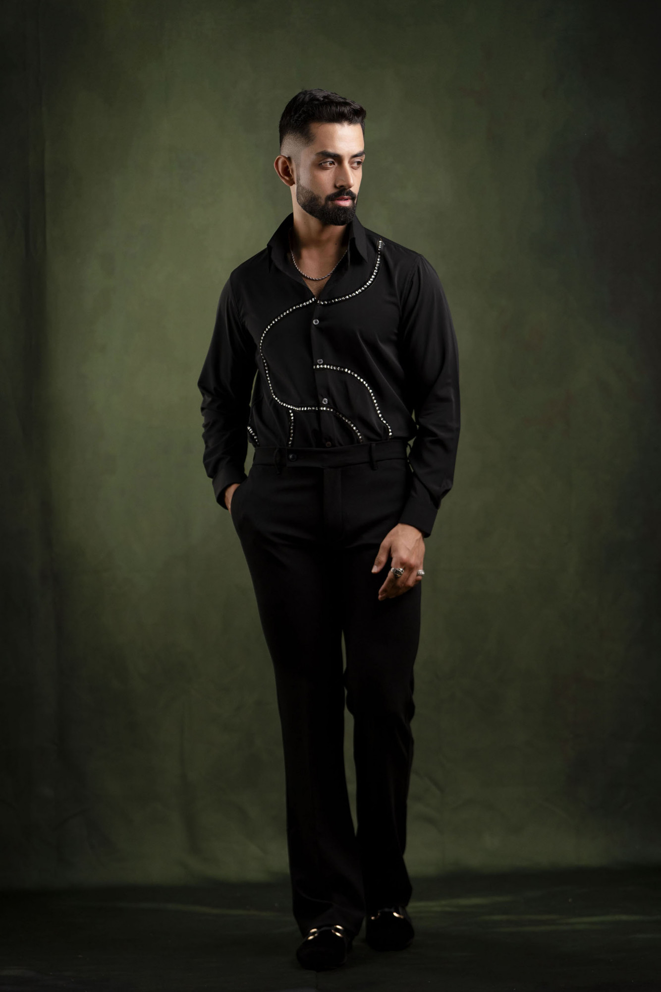 Silver Laced Shirt In Black