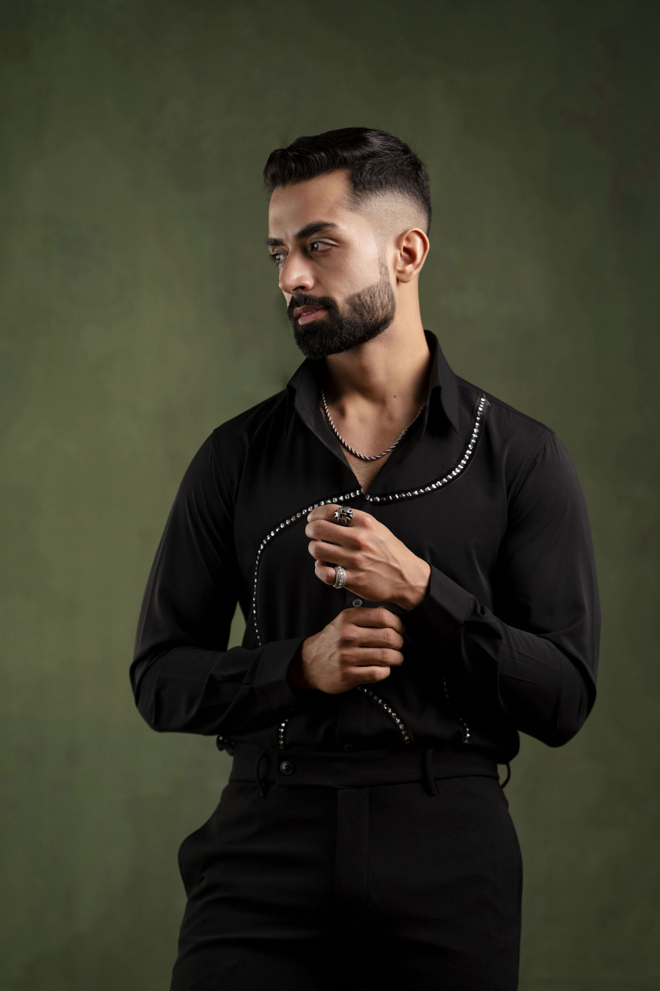 Silver Laced Shirt In Black