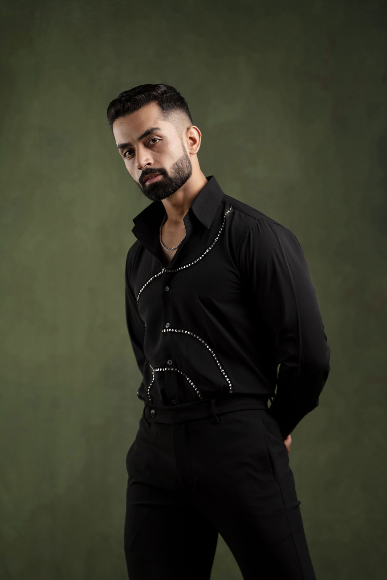 Silver Laced Shirt In Black