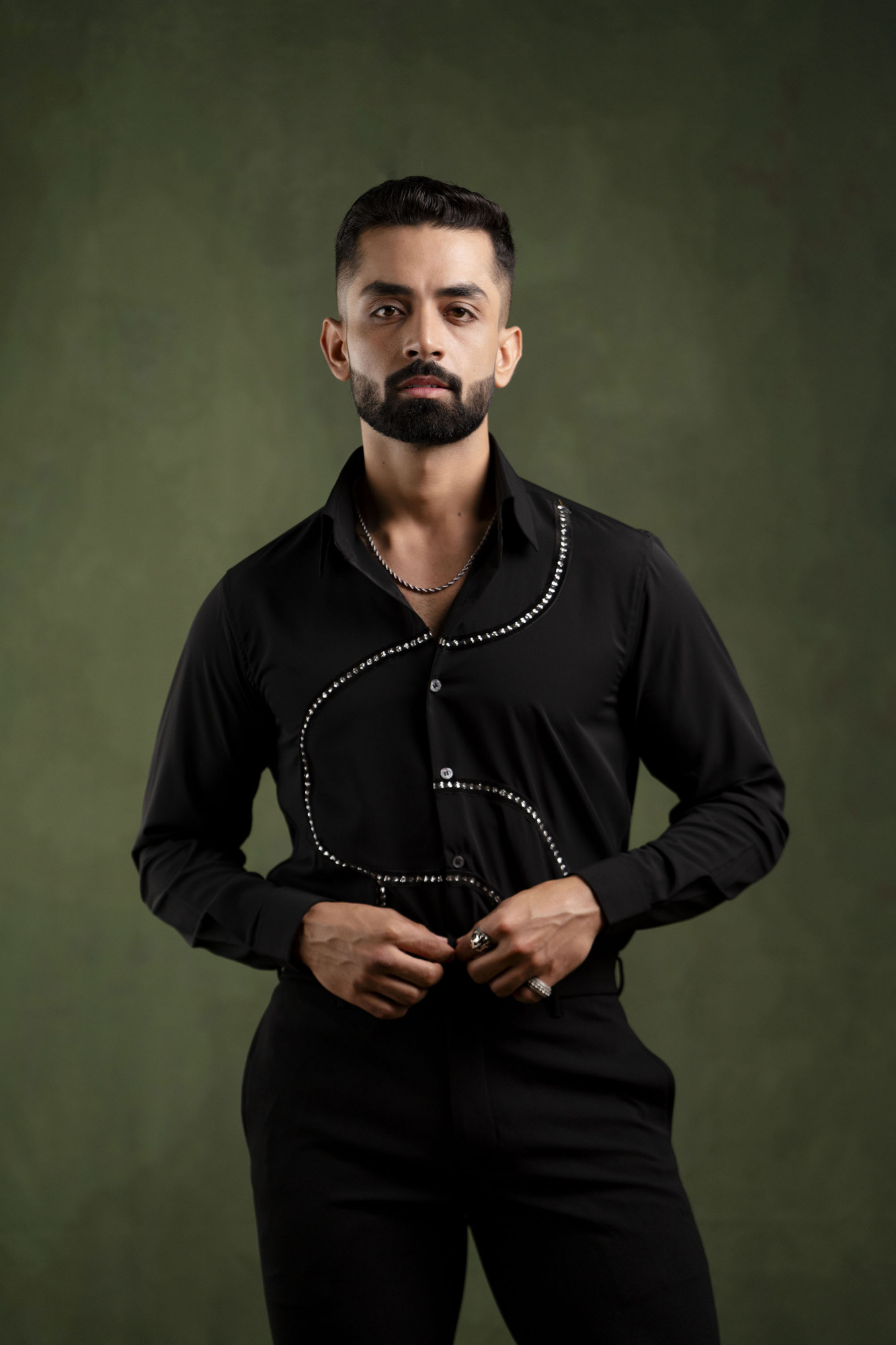 Silver Laced Shirt In Black