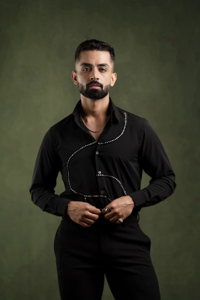 Silver Laced Shirt In Black