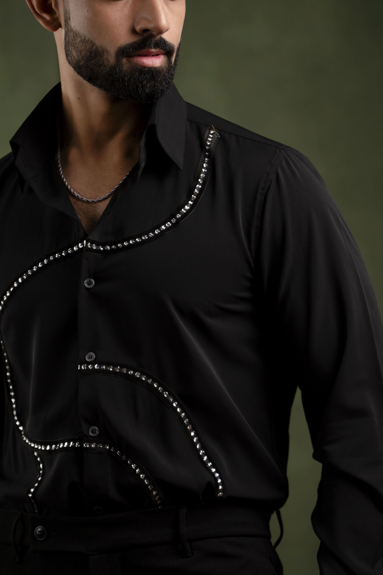 Silver Laced Shirt In Black