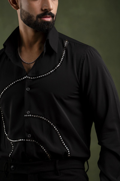 Silver Laced Shirt In Black