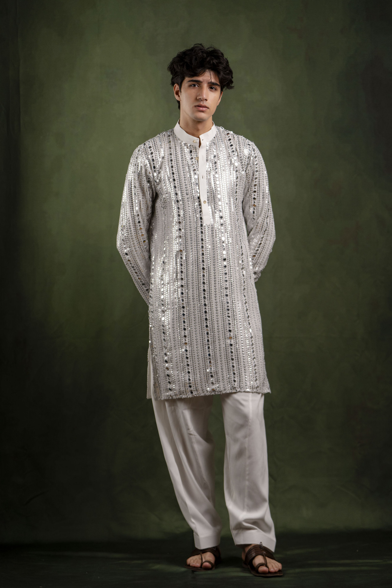 Mirror Kurta In Silver
