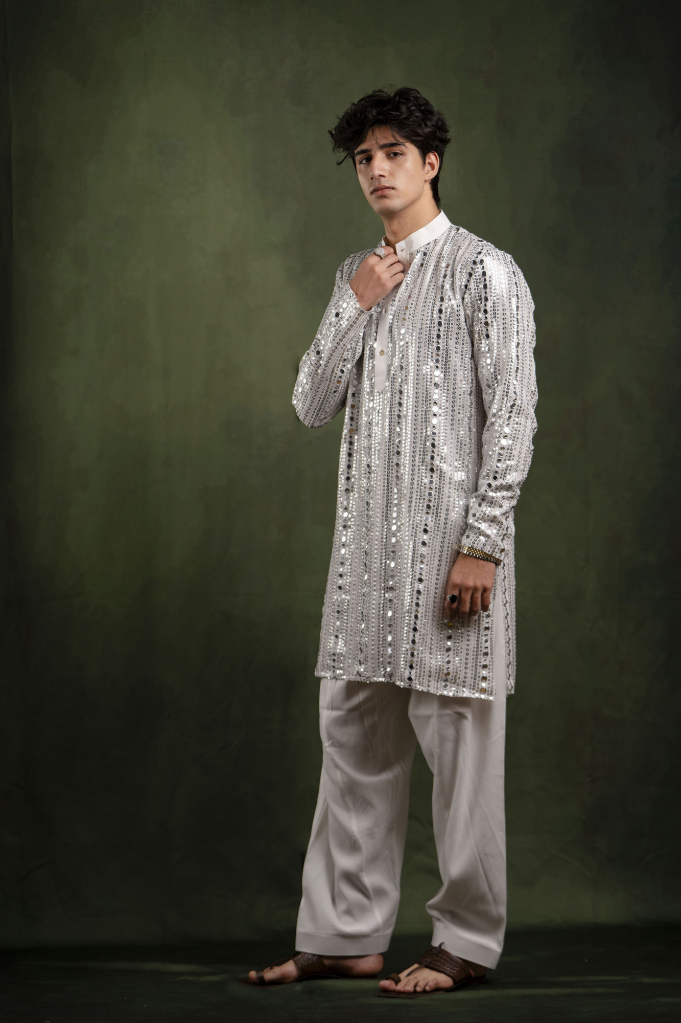 Mirror Kurta In Silver