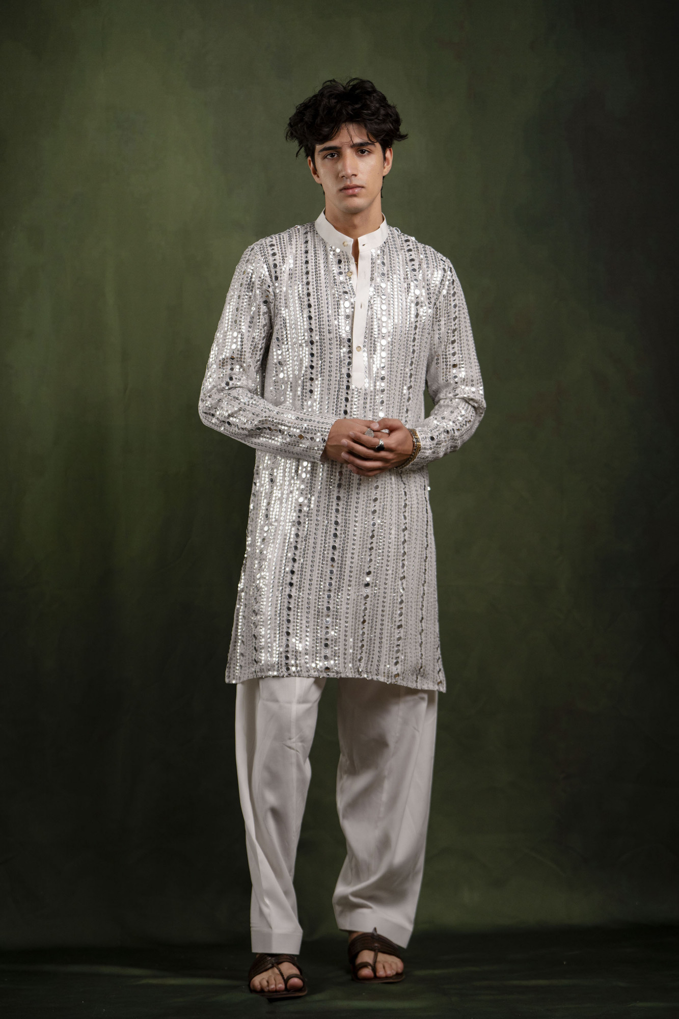 Mirror Kurta In Silver
