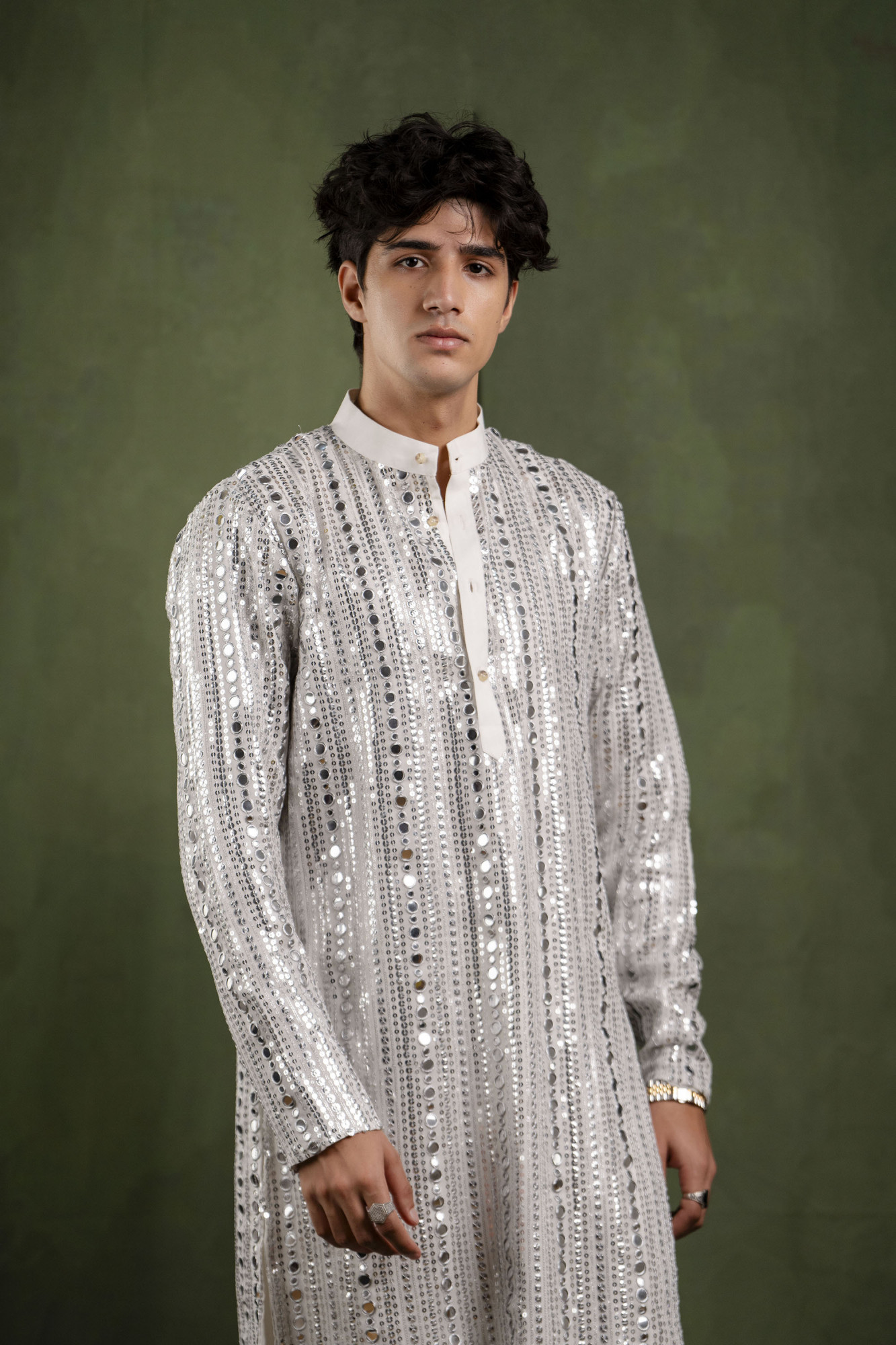 Mirror Kurta In Silver
