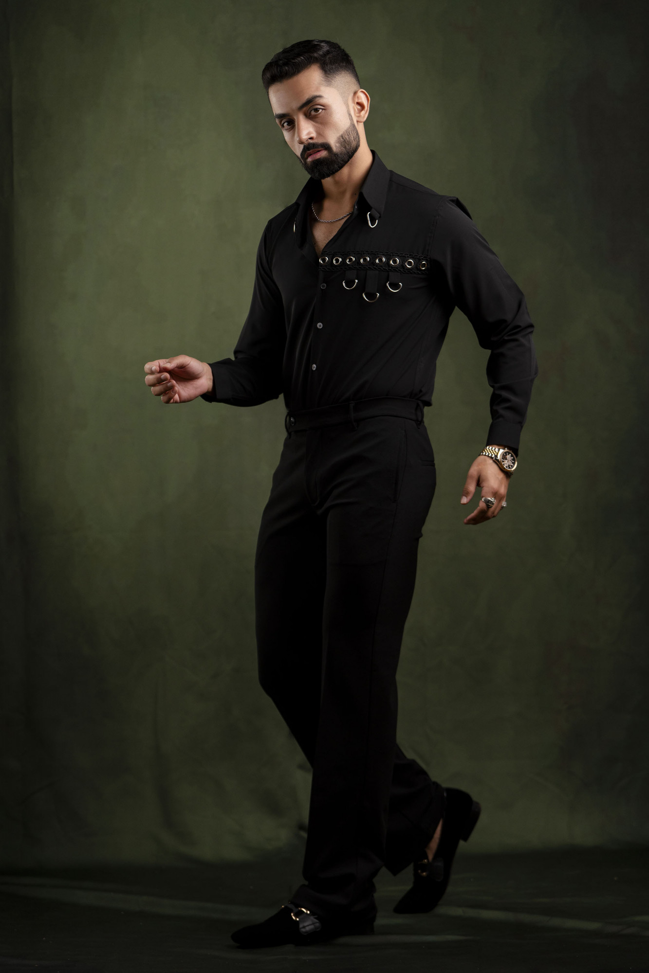 D-Buckle Motif Shirt In Black