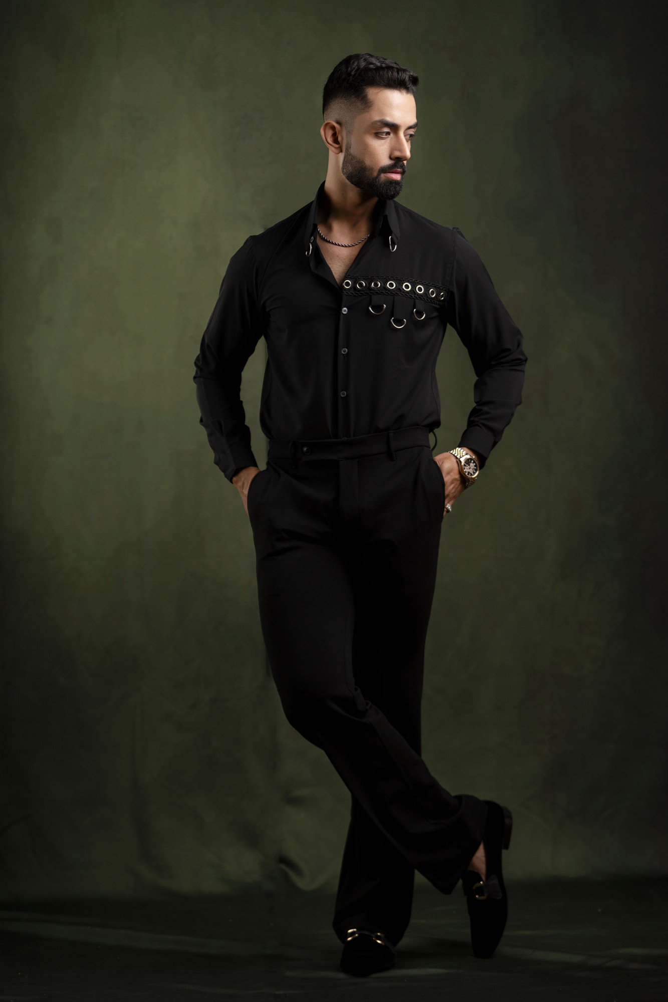 D-Buckle Motif Shirt In Black