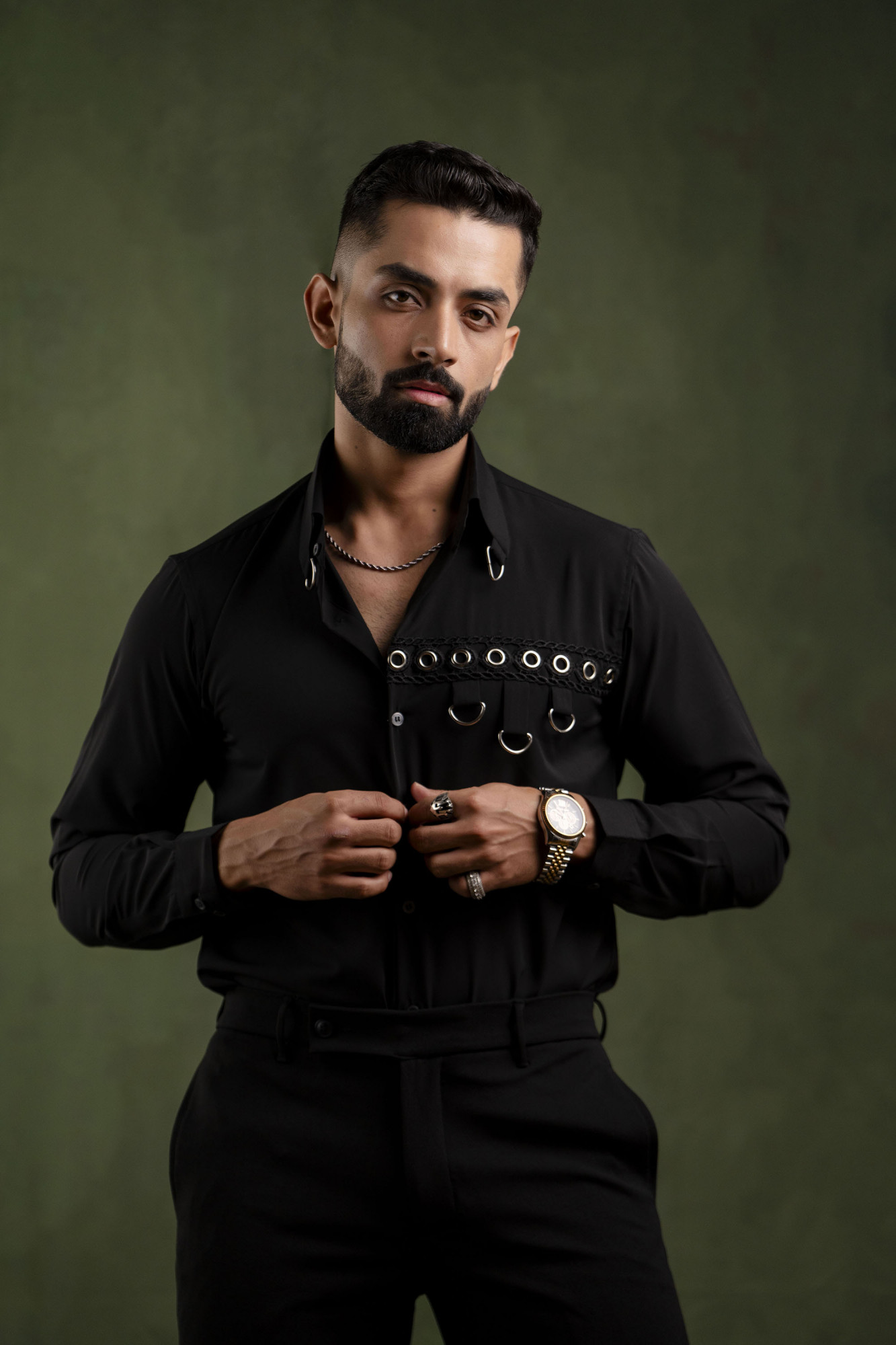 D-Buckle Motif Shirt In Black