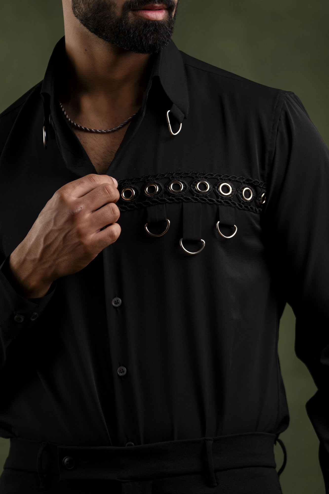 D-Buckle Motif Shirt In Black