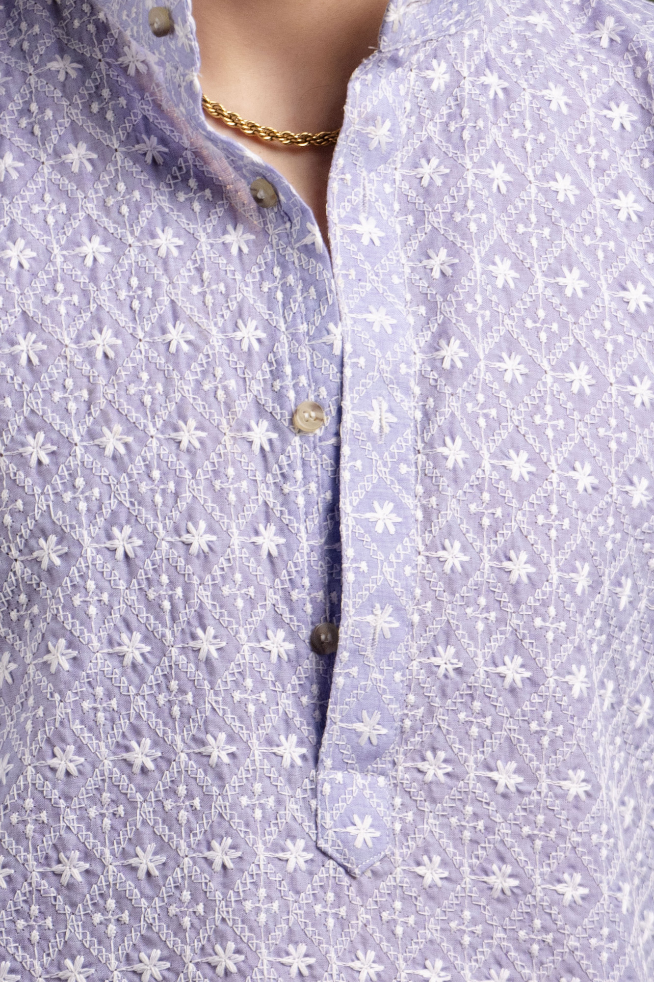 Embroidered Kurta In Lavender