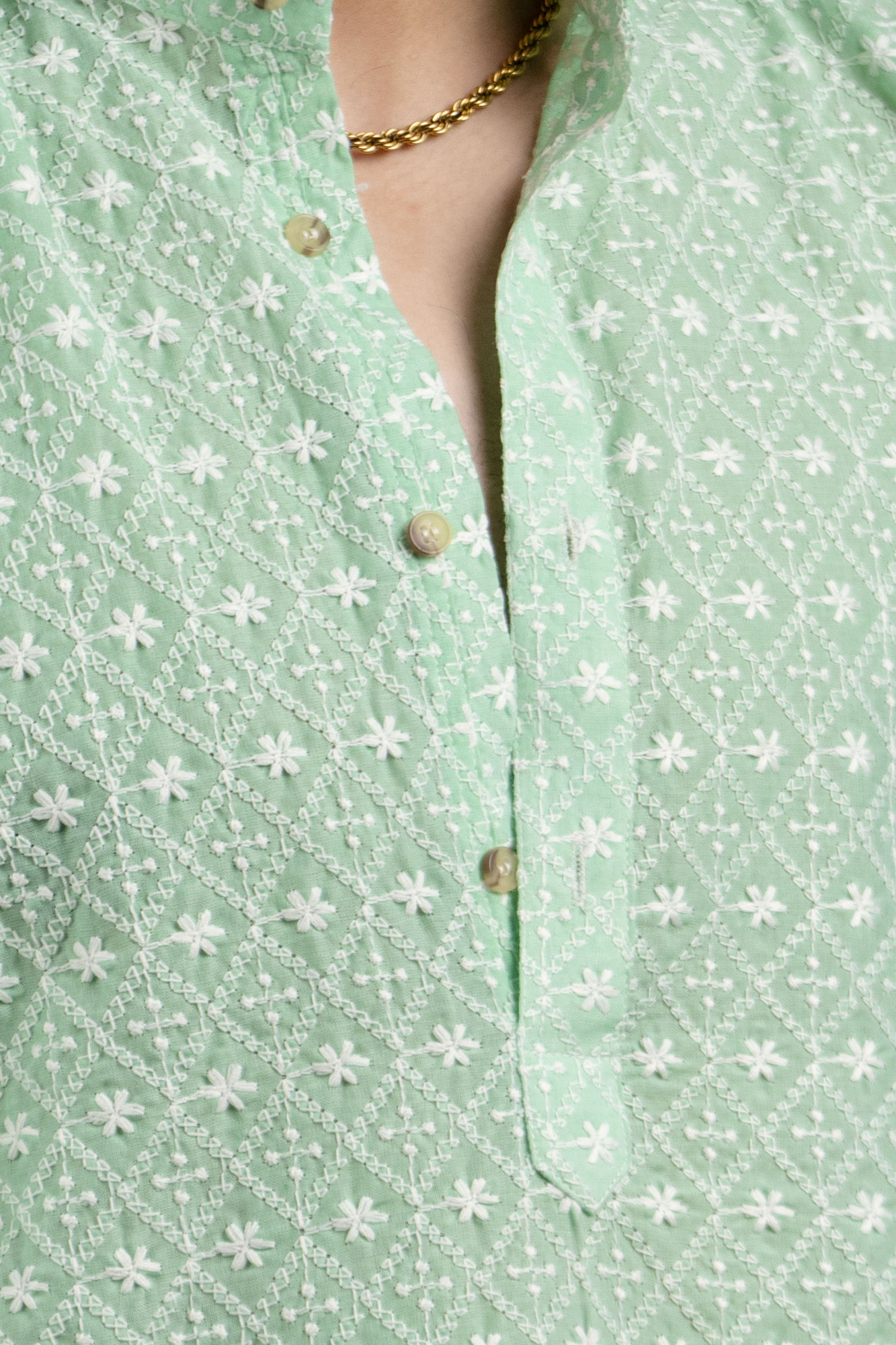 Embroidered Kurta In Mint Green