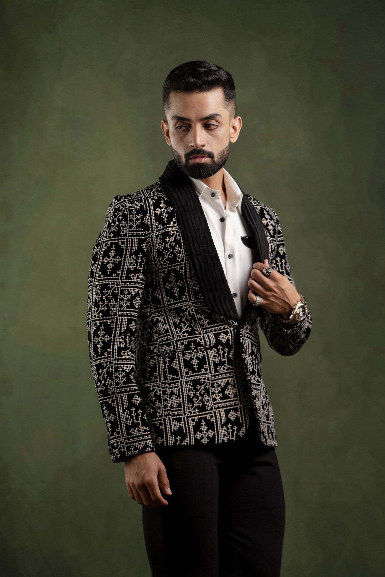 Domino Tuxedo Blazer In Black