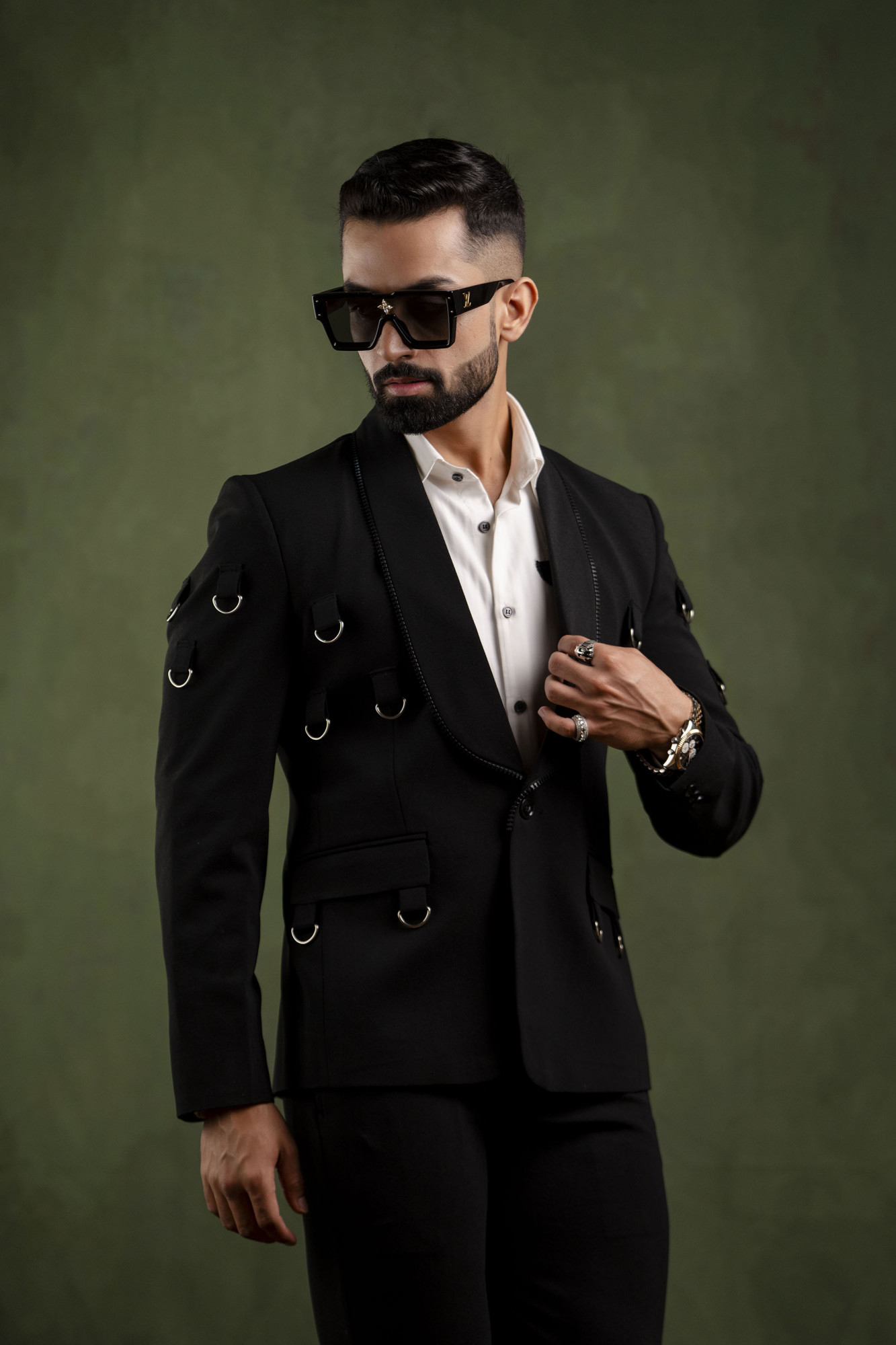 D-Buckle Tuxedo Blazer