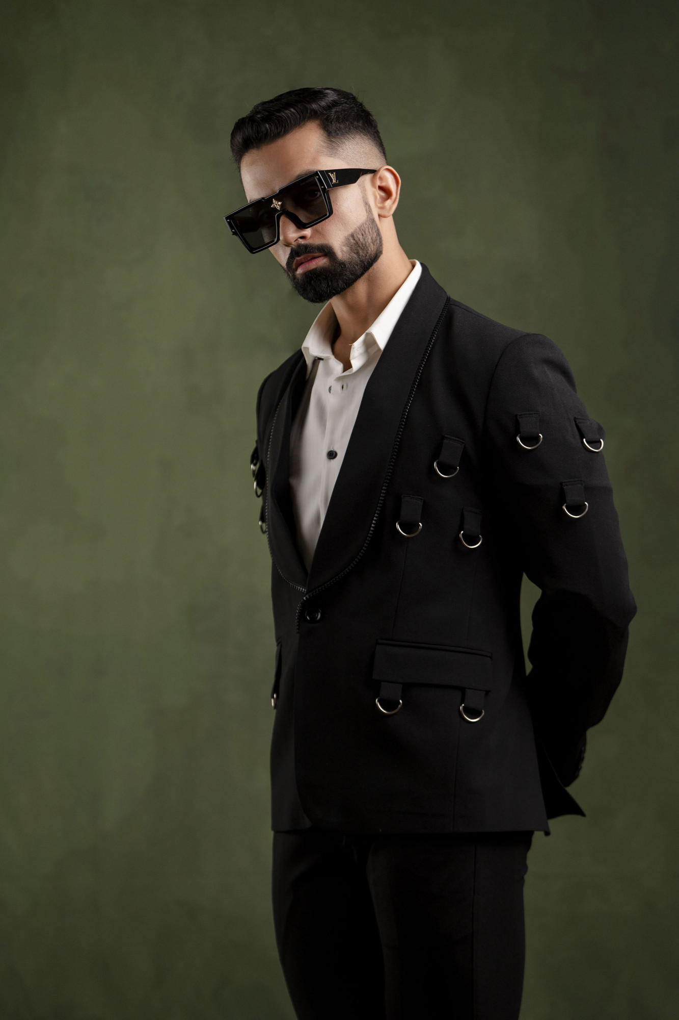 D-Buckle Tuxedo Blazer