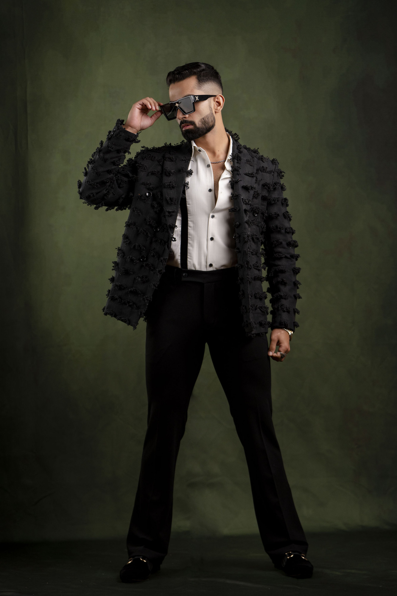 Tussel Canvas Blazer In Black