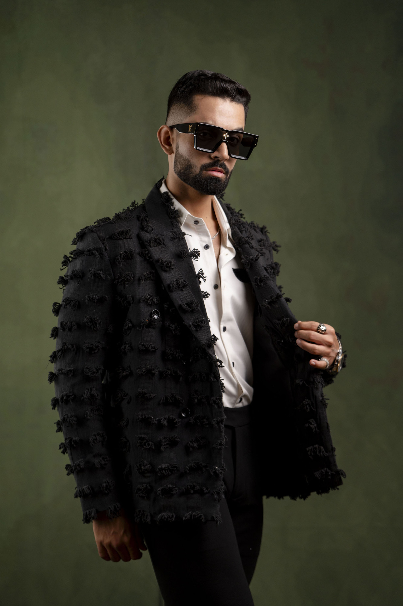 Tussel Canvas Blazer In Black