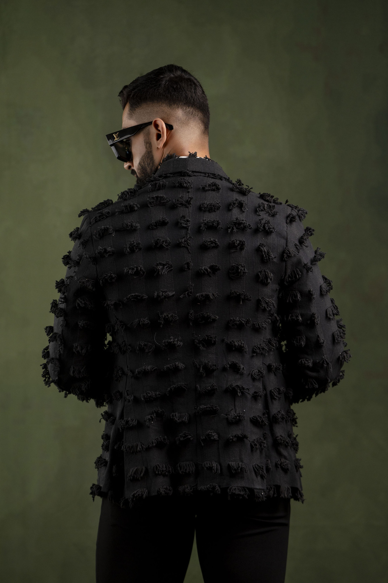 Tussel Canvas Blazer In Black