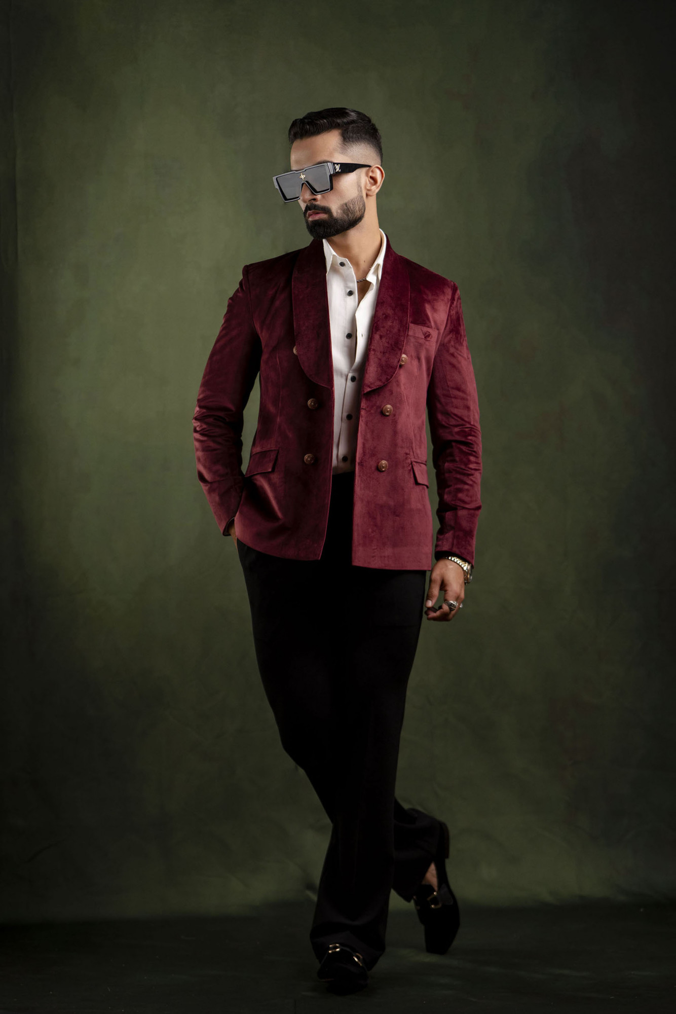 Maroon Velvet Blazer